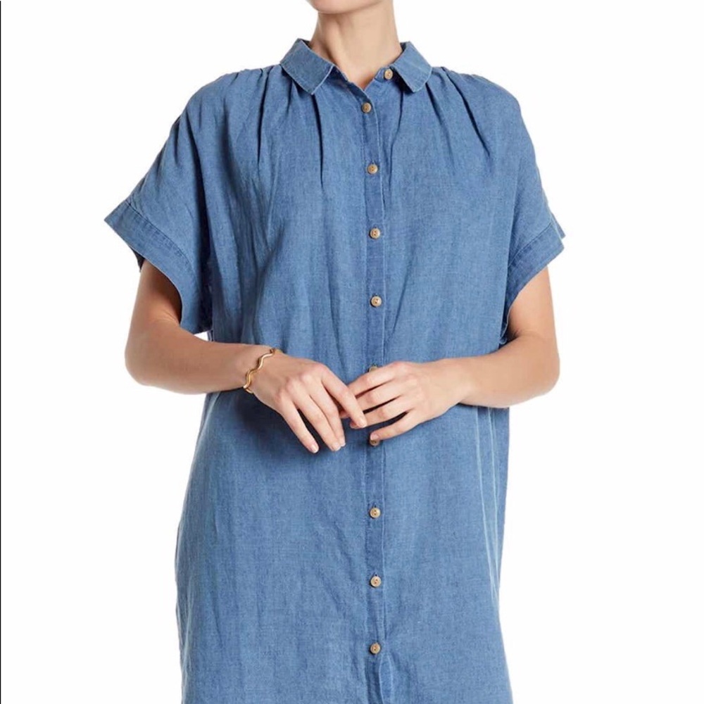New..! Madewell Size L Dress Chambray Cotton - Picture 2 of 5